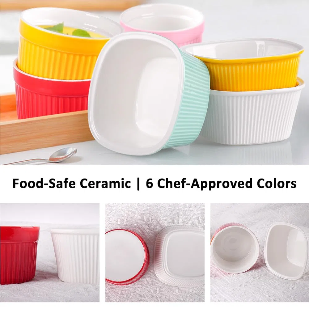 Moldes de cerámica pequeños para souffle para crema brulee, magdalenas, pasteles, soufflés