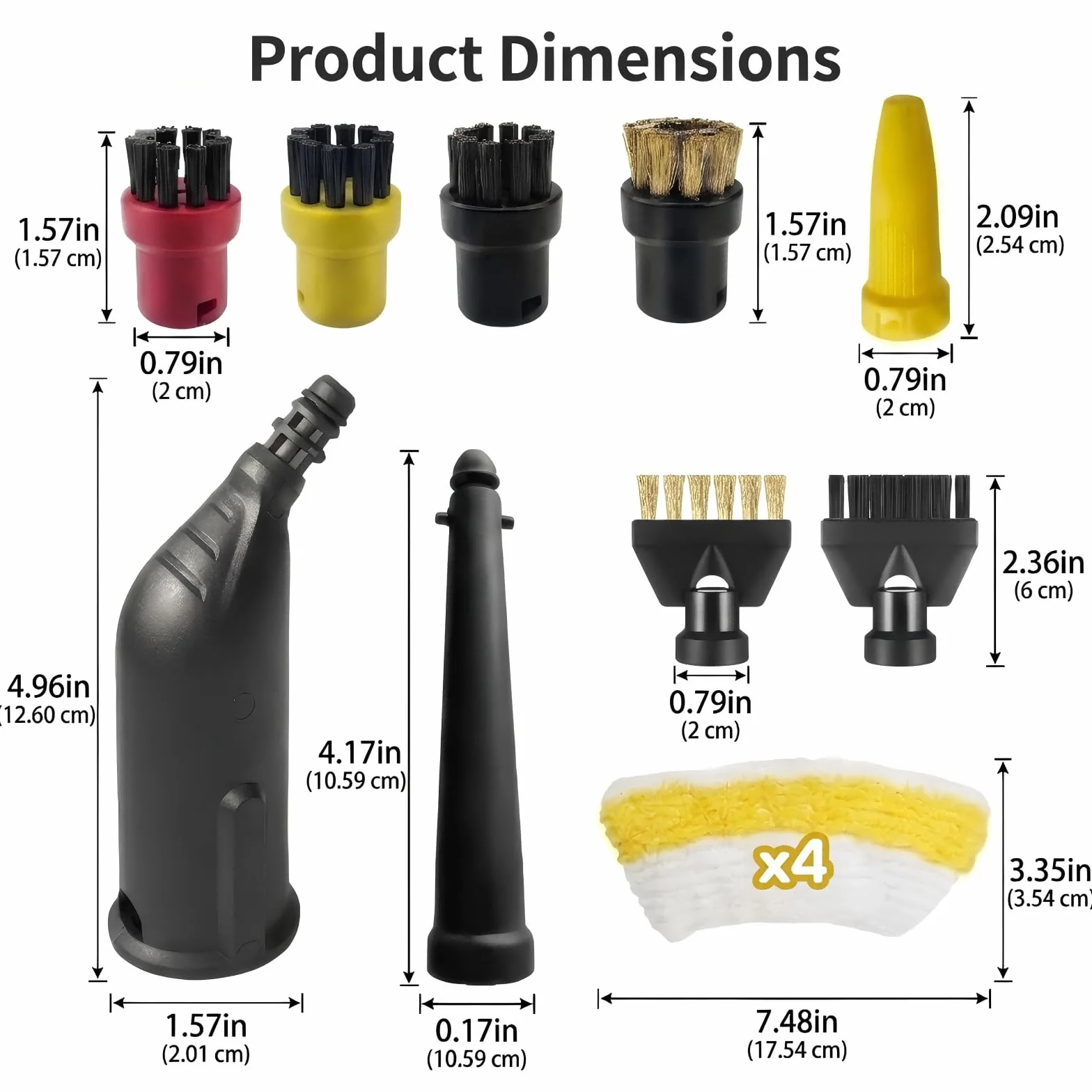 Accesorios para Limpiador de Vapor Compatible con Kärcher SC1 SC2 SC3 SC4 SC5 con Cepillo Redondo, Cepillo Plano, Boquilla Curvada, Cepillo de Vapor Manual, Cepillo Redondo Grande, Funda de Paño de