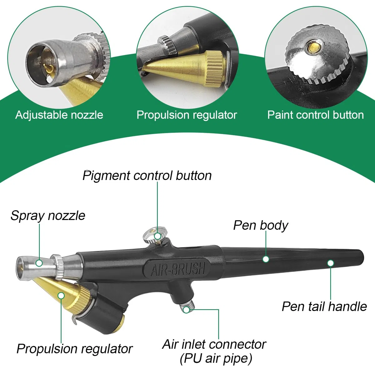 Kit de Aerografo Profesional, Airbrush con Adaptador de Entrada de Aire e Interruptor de Presión de Aire, para Modelismo, Maquillaje, Pintura de Automóviles (1)