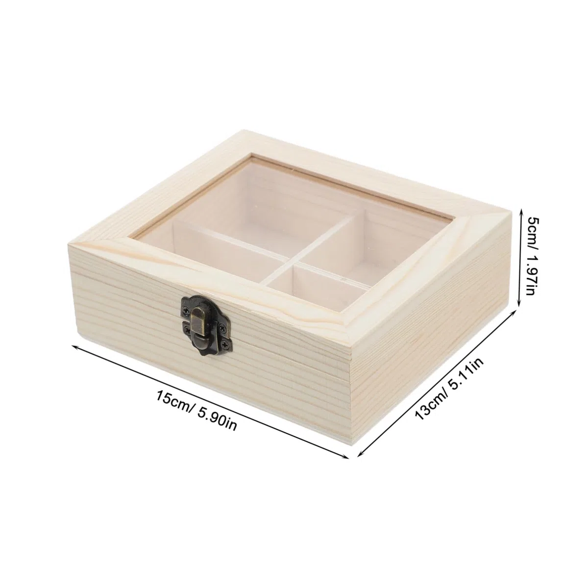 GLEAVI Caja Organizadora de Té Multifuncional de Madera con Tapa y Cuatro Compartimentos para Bolsitas de Té y Café en Encimeras de Cocina