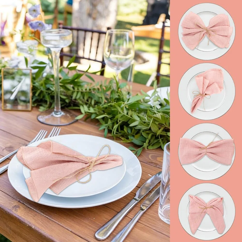Servilletas de tela rosa, juego de 12 servilletas de tela de algodón, 43 x 43 cm, servilletas de tela de algodón, servilletas reutilizables para bodas, cumpleaños, cenas