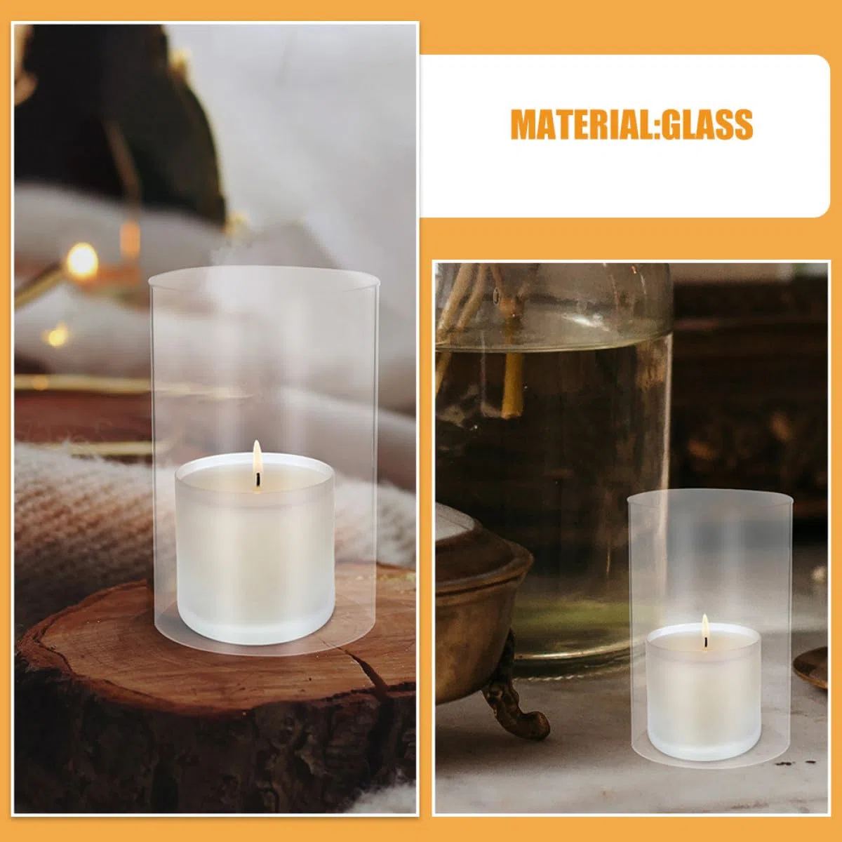 SHINEOFI Pantalla de Vidrio Cilíndrica para Velas 15X10 CM Diseño Protector contra Viento para Fiestas y Uso Doméstico