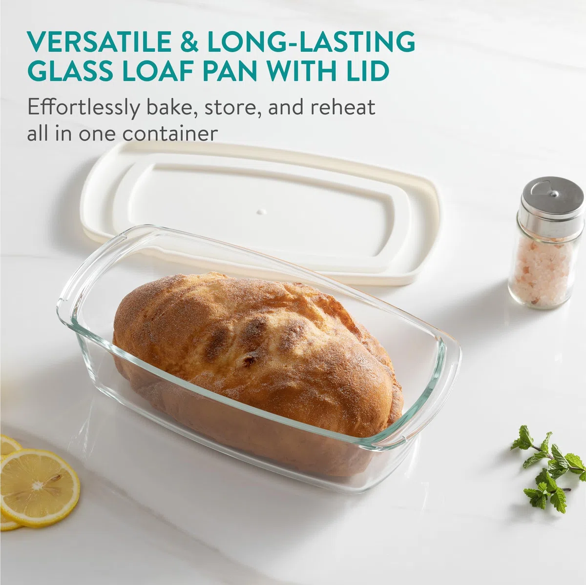 Navaris Molde Pan de Cristal con Tapa - 2x Fuente para Horno de Vidrio de Borosilicato 1,8 L -2x Molde Rectangular Reposteria Congelar y Recalentar - Apto Microondas y Lavavajillas