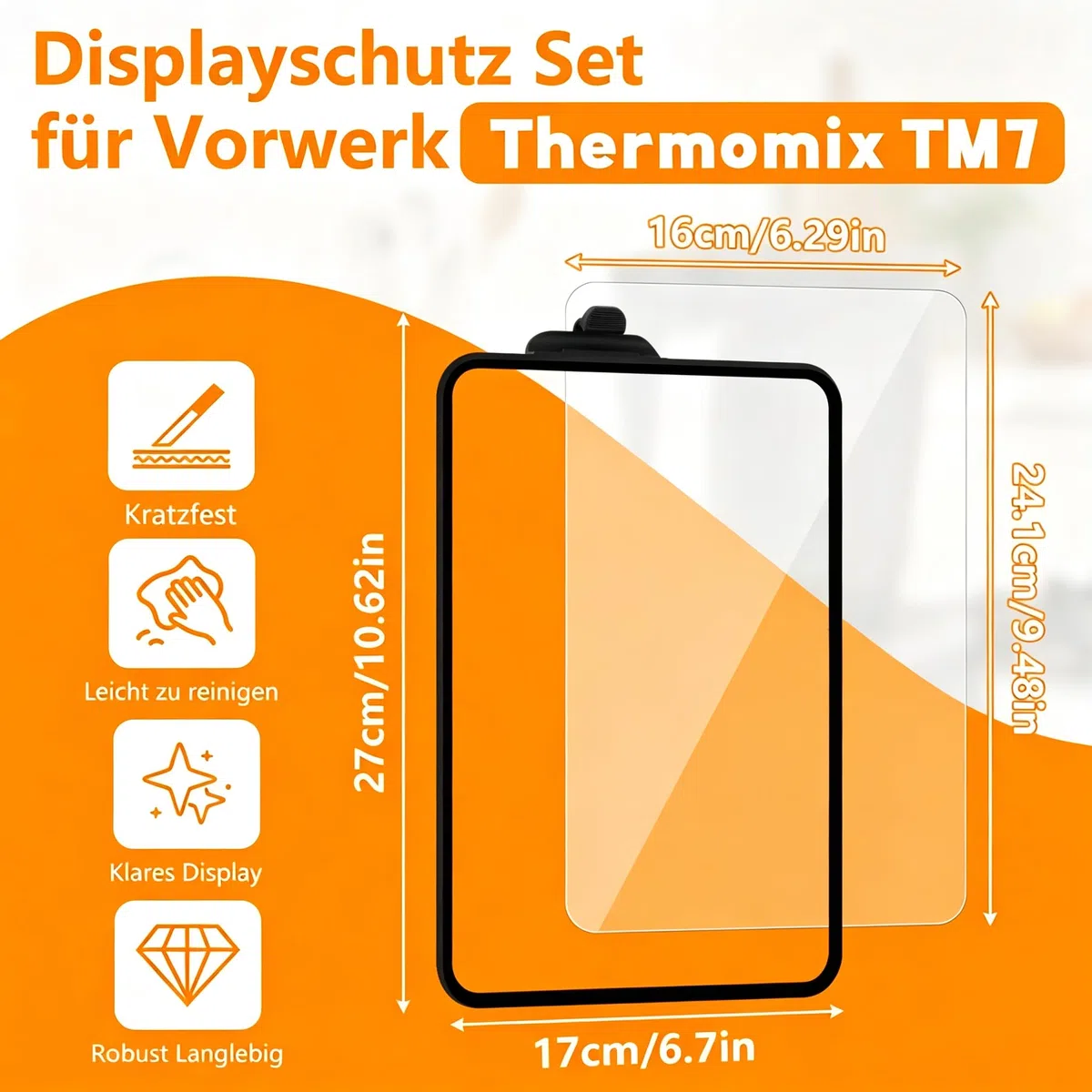 SelfTek Pack De 3 Protectores de Pantalla para TM7-2PCS Protectores de Pantalla, Marco Protector, Película Protectora de Vidrio 9H Resolución Resistente a Los Arañazos para TM7
