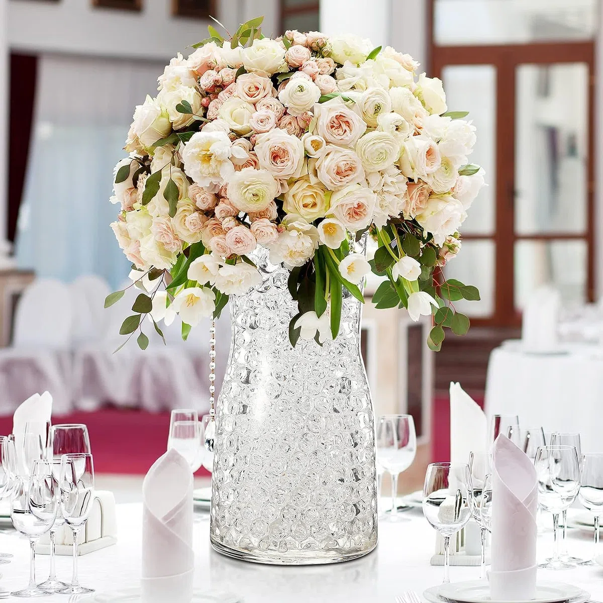 55.000 Perlas de Agua Transparentes para Plantas, Bolas de Gel Transparentes, Bolas de Agua Hidrogel para Jarrón, Decoración, Boda, Cumpleaños, Fiestas, Jardinería, Relleno de Plantas, Flores