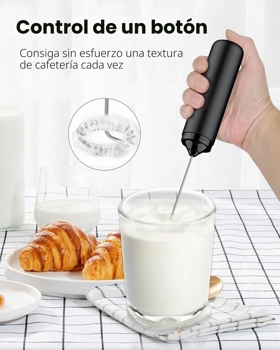 Pawfly Batidor de Leche Recargable Batidor Manual con Varilla de Acero Inoxidable Mezclador Eléctrico Portátil para Cappuccino Latte Matcha Chocolate Caliente