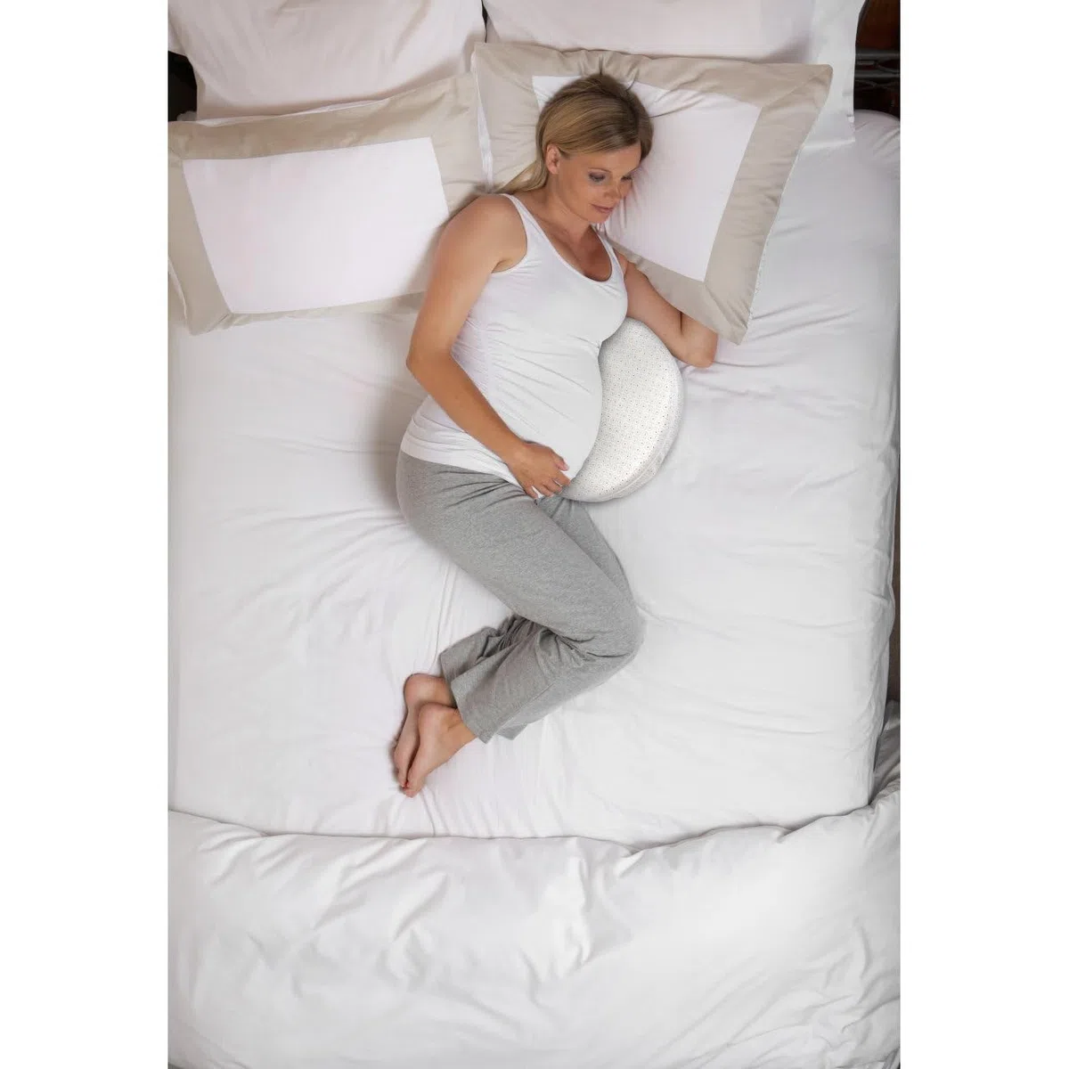 Chicco Boppy Wedge - Almohada Embarazo Compacta para Dormir, Lavable a Máquina, Soporte Vientre, Piernas, Caderas y Espalda, para Todas Las Etapas del Embarazo, Color Claro (Spiral)