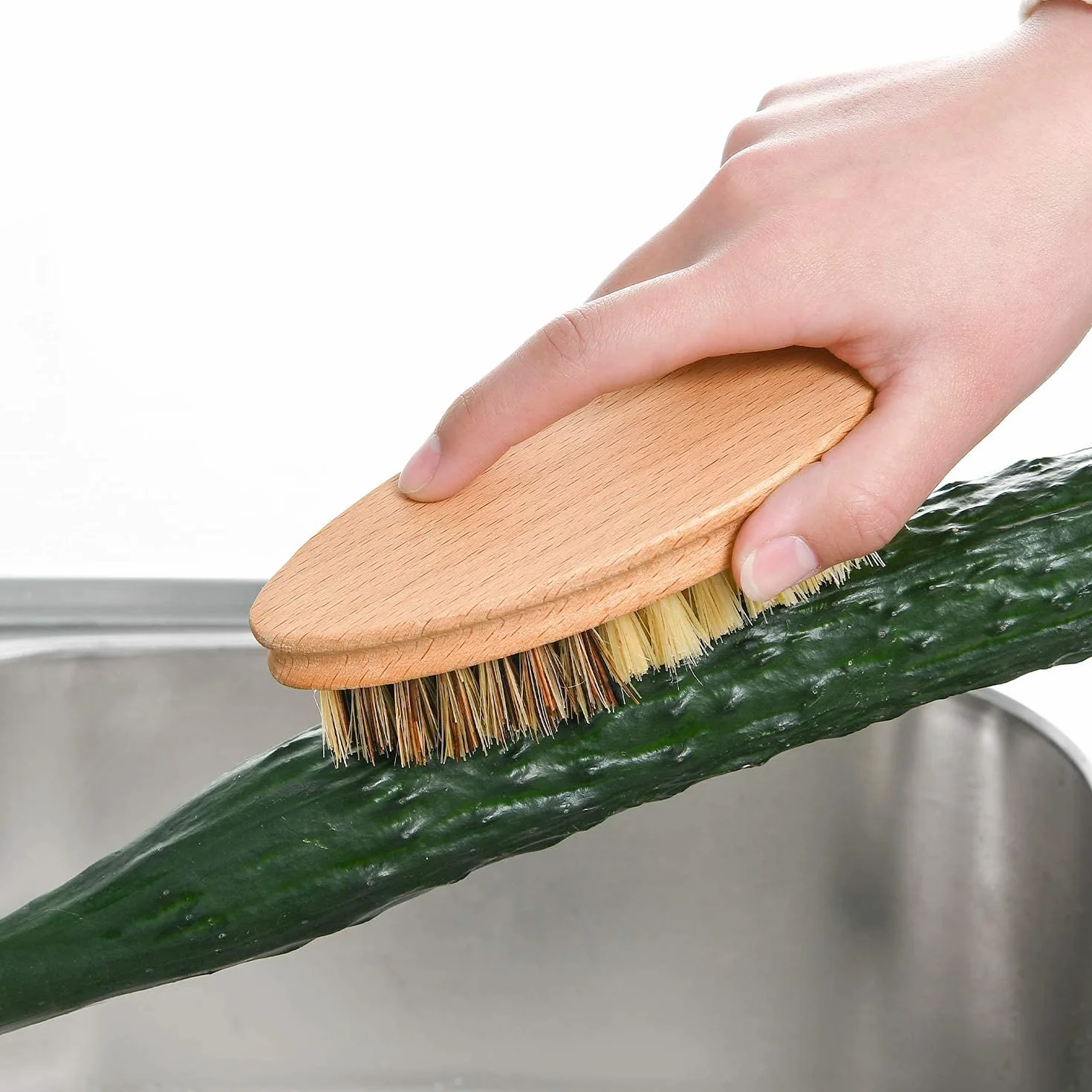 para Cepillo de Alimentos Cepillo de fregado de Verduras,Mango de Madera Duradero y Suave para Verduras.Cerdas de Palma/sisal Herramientas de Limpieza de Frutas excepcionales