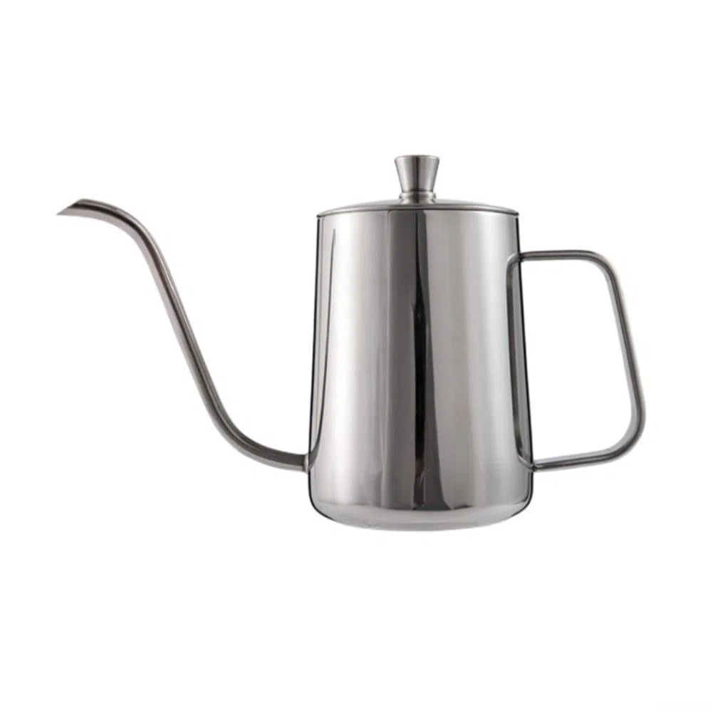 Hervidor de acero inoxidable 304 con cuello de cisne de estilo vintage, para cafeterías y oficinas (plata, 350 ml)