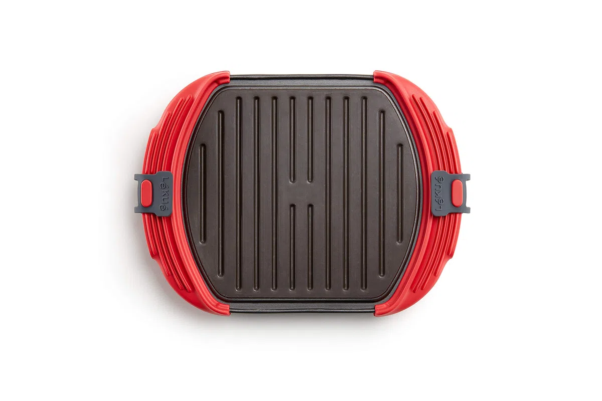 Lékué Parrilla/Grill especial para cocinar en microondas, Rojo/Negro, formato XL