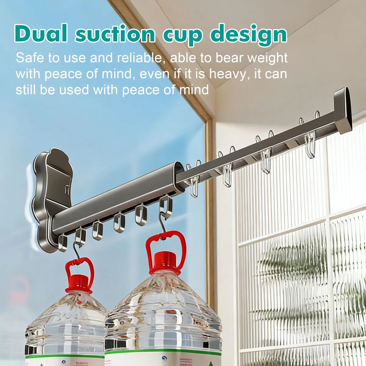 PORFOYO Tendedero Pared Plegable Extensible con Ventosa: Hanger De Lavandería Retráctil, Ahorra Espacio, Taza De Succión, Perchero para Secar Ropa para Calcetines, Ropa Interior Y Toallas