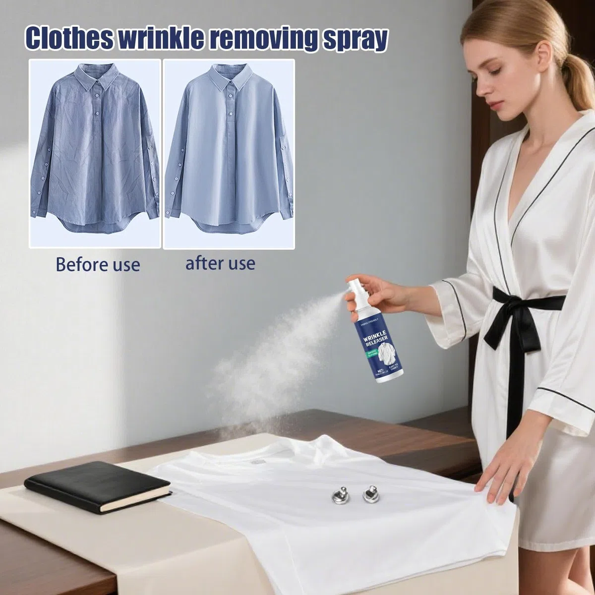Spray para Planchar Ropa - Spray Refrescante para Ropa 100ml - Eliminador De Olores con Fragancia Ligera Ayuda para Planchado para Viajes Hogar Playas Vacaciones