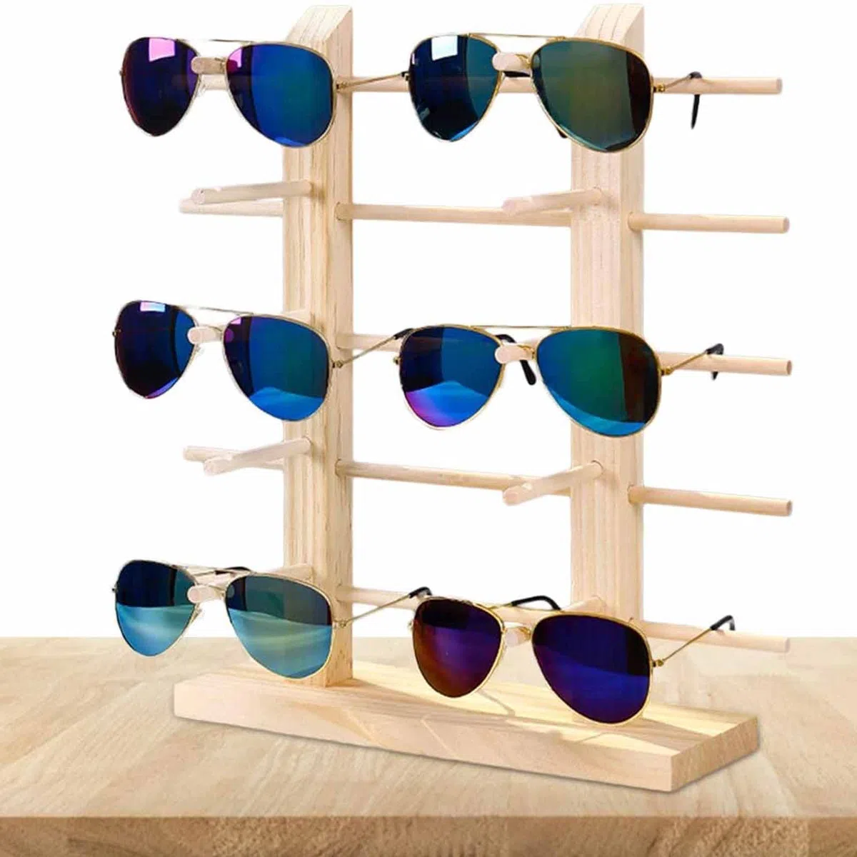 Soporte para Gafas, Soporte para Gafas, Soporte para Gafas de Madera, Adecuado para Presentar Gafas de Sol y También para Guardar Gafas(Madera)