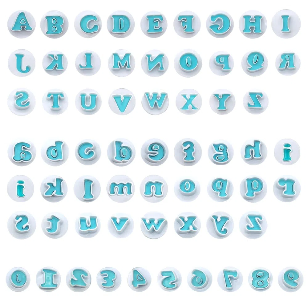 62 Piezas Cortador de Galletas del Alfabeto,Cortador de Fondant con Letras y Numeros para Decoración de Tartas, Hacer Tartas y Galletas