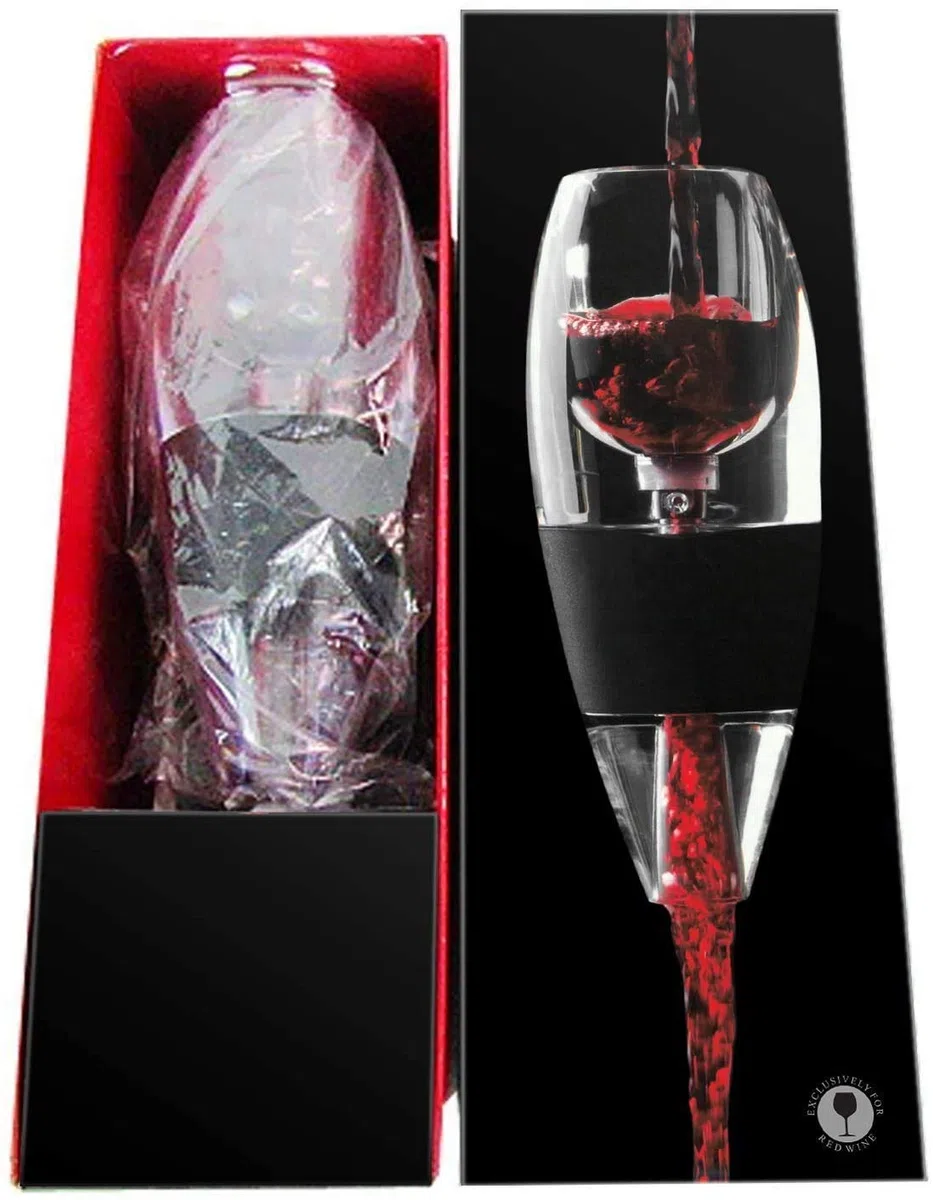 Aireador de vino, decantador de vino con soporte, decantador de vino prémium con efecto venturi, tinto set de aireador rápido