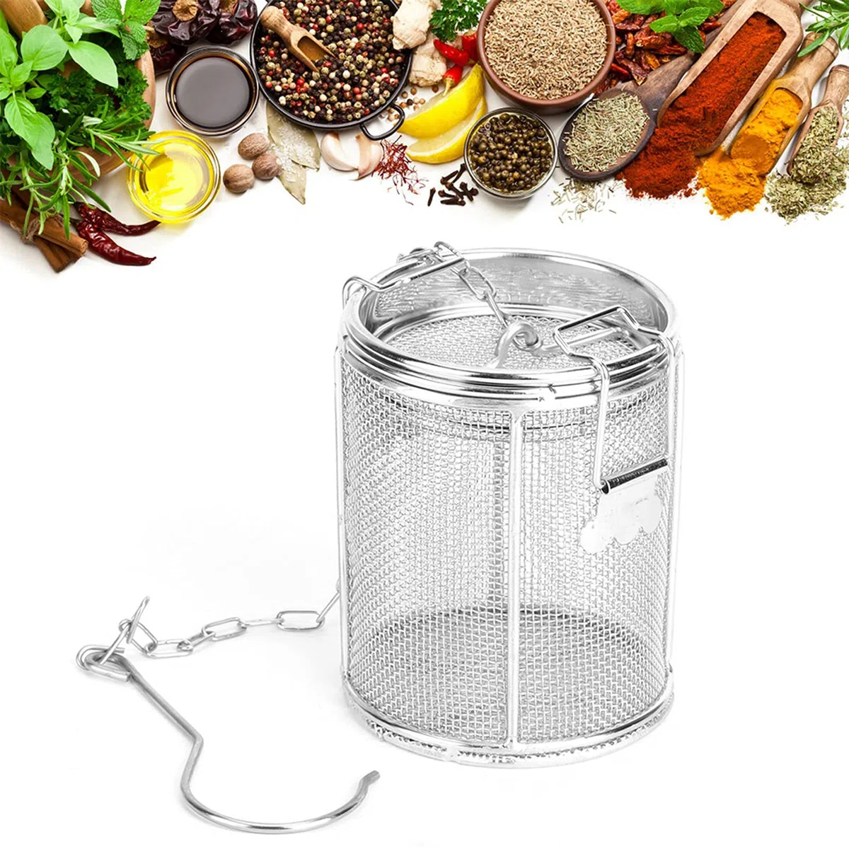 Bolsa Especias Acero Inoxidable, Bolsa de Condimento de Acero Inoxidable, Bola de té de Malla Extrafina Conexión Roscada Condimentos para Sopa Cesta de Separación, para Sopa de Salsa Sabor Especias