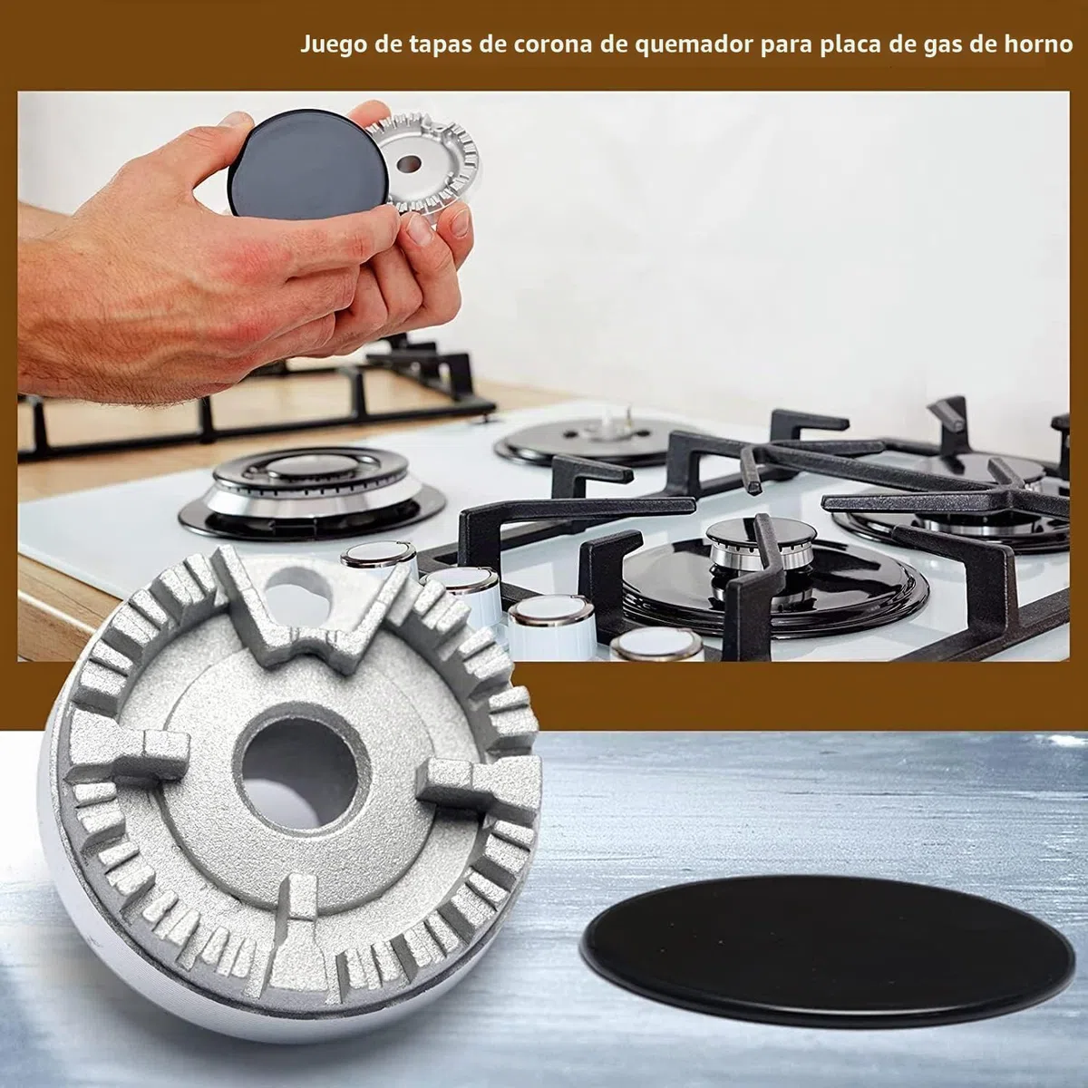 Juego de Sombreros de Cocina, Tapa de Estufa de Gas, de Quemador, Tapa de Llama, Tapa de Quemador, Tapa de Quemador, Apto para quemadores de Cocina de Gas .