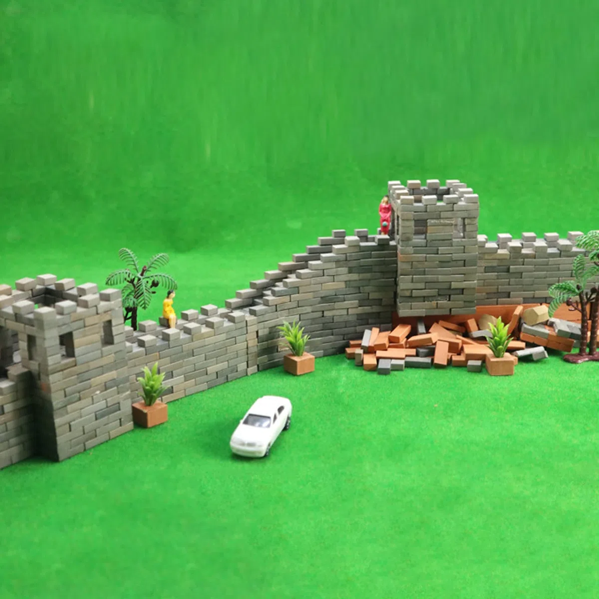 Cayway 400 Pz Mini Ladrillos en Miniatura, Rojo 1:16, Modelo para Decoración de Mini Jardín