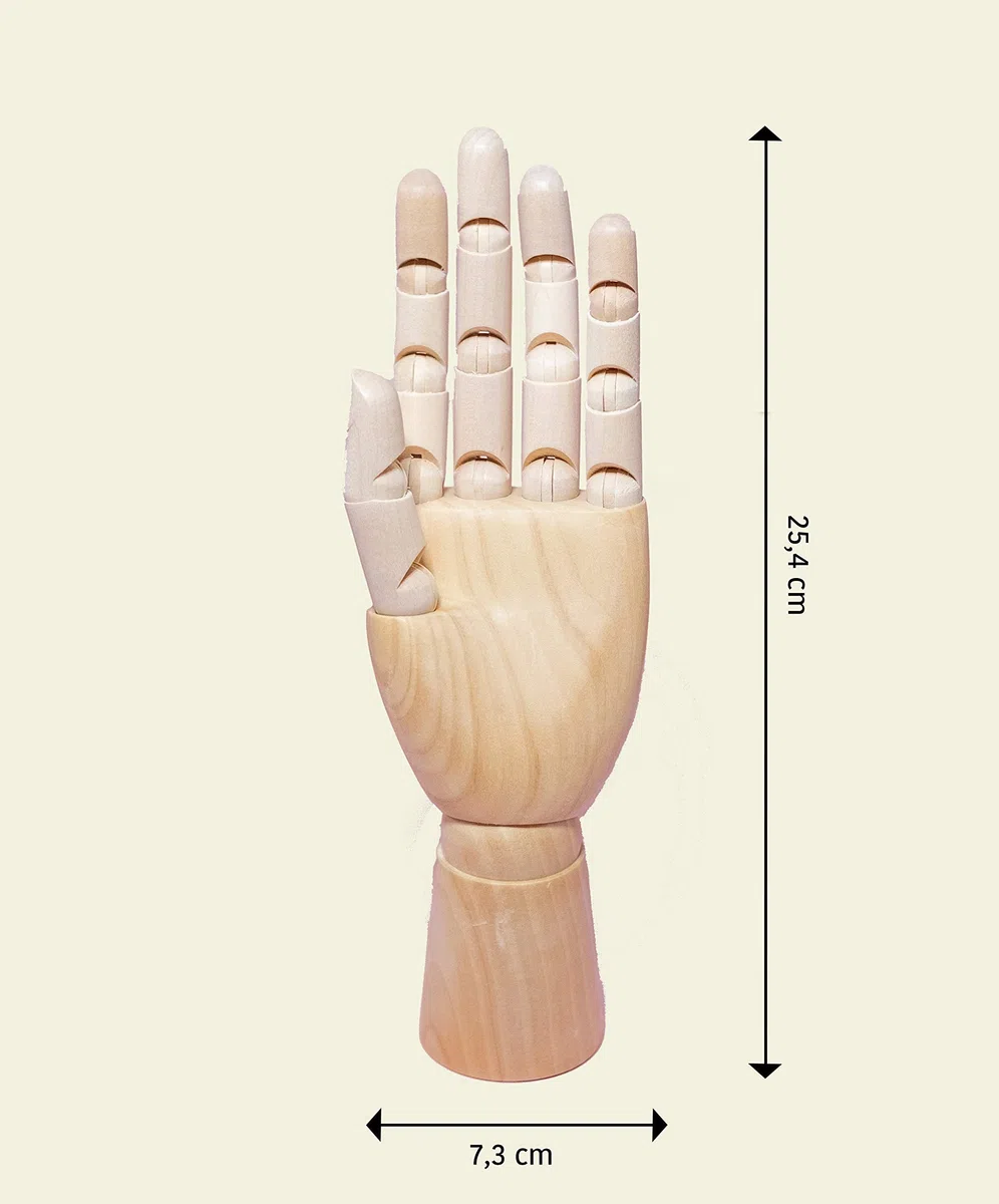 Mont Marte Maniqui Mano - Mano Modelo Madera - Mano Izquierda - 25,4 cm - Mannequin flexible, ideal como modelo para Dibujar - Perfecto Auxiliar de Dibujo para Principiantes, Profesionales y Artistas