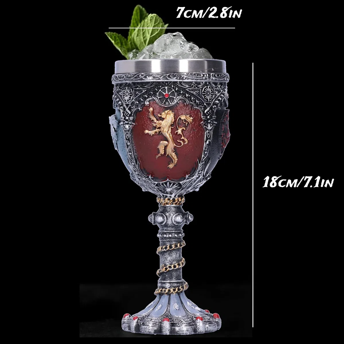 180ML Acero Inoxidable Cáliz de Dragón Cáliz de Vino Medieval de 7.1x2.8in Taza para Beber, Copas de Cóctel Góticas, Party Bar Drinkware