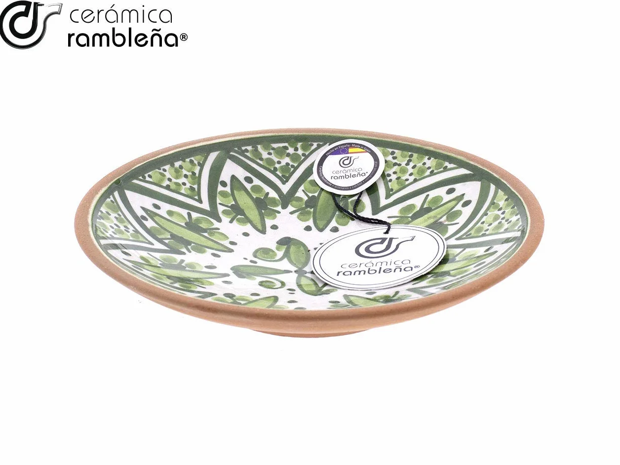 CERÁMICA RAMBLEÑA | Plato Decorativo para Colgar en Pared de Barro Rojo Modelo D23 | 100% Hecho a Mano | 17x17x3.8 cm