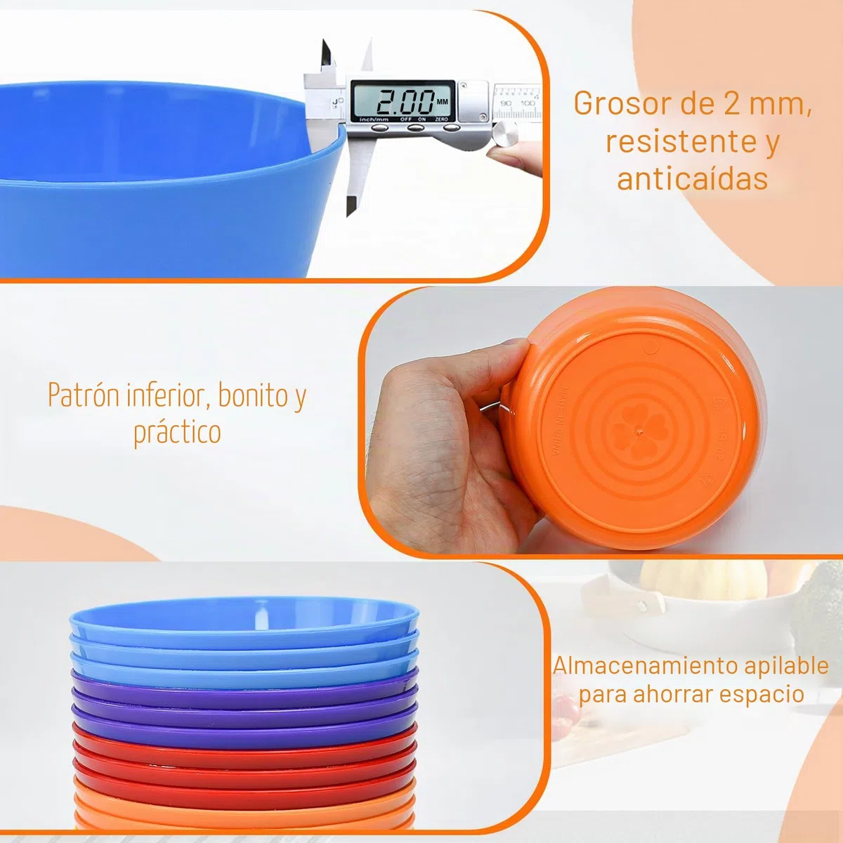 18 PCS Cuenco de Plástico de Colores 370ml, Cuencos Plástico Reutilizables, Tazon Desayuno Plastico para Cereales, Sopa, Snacks, Fruta y Ensalada - Aptos para Lavavajillas y Microondas