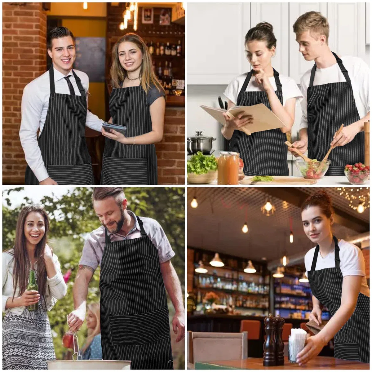 Delantal de Cocina Unisex adulto Impermeable(2 Piezas), con Tira de Cuello Ajustable y 2 Bolsillos, Delantal Chefs Cocina para Cocinar/Hornear