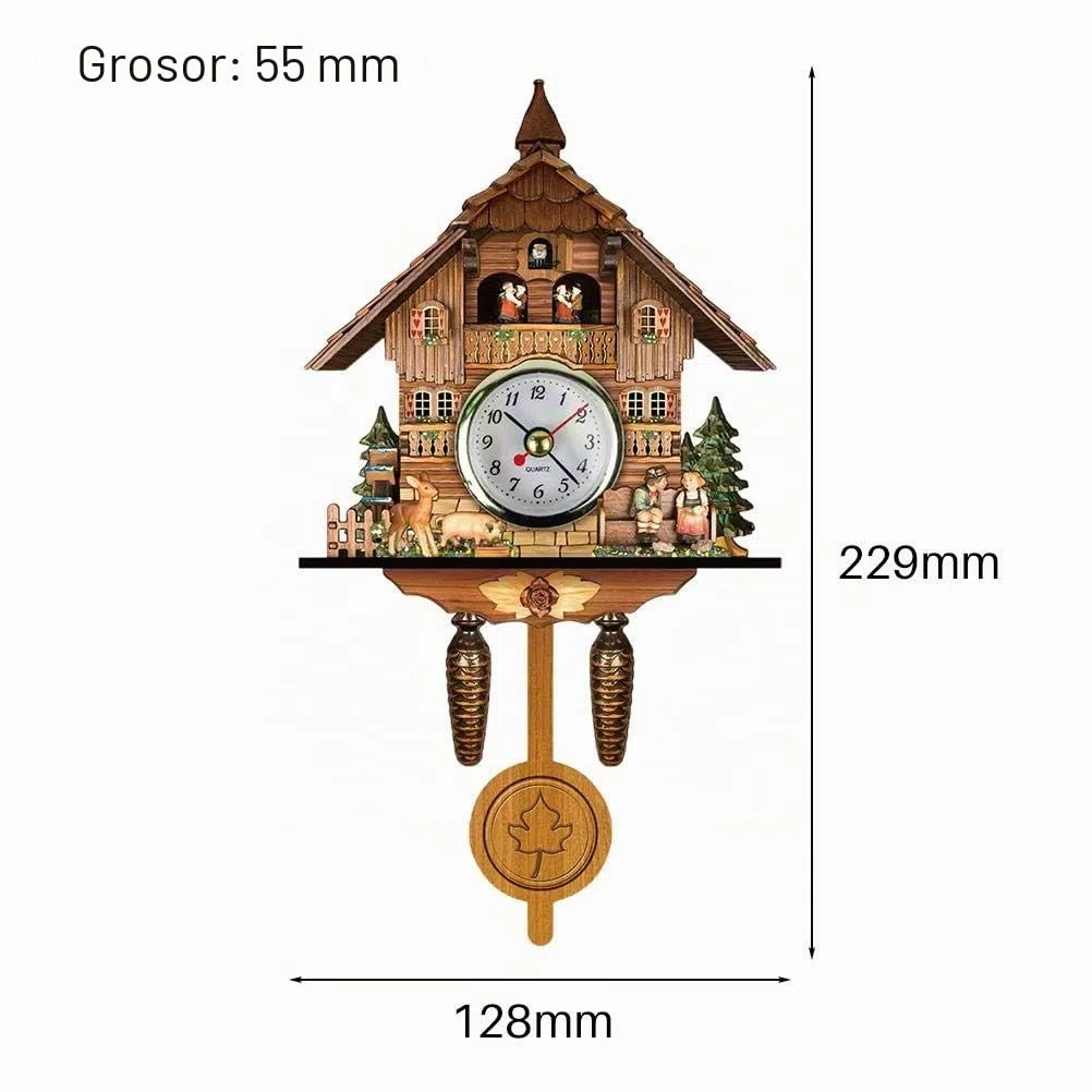 Reloj de Cuco de Madera Antiguo, Colgante de la Selva Negra, Reloj de Pared de Péndulo para Coche, Decoración del Hogar