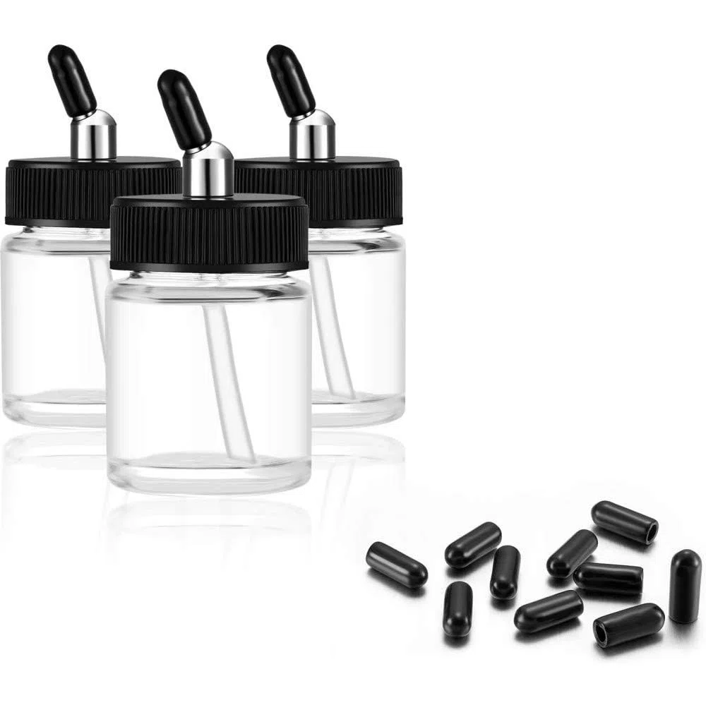 ABEST 10 botellas de cristal con tapa de cristal para aerógrafo Master, Iwata Dual Action Airbrush