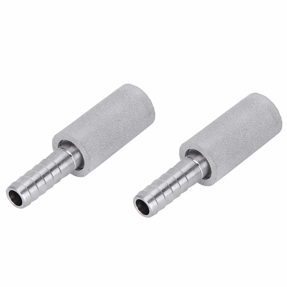 2Pcs 0.5μm Acero Inoxidable Piedra de aireación Piedra de difusión Piedra de aireación de Acero Inoxidable con 1/4 Pulgadas de diámetro Exterior Barb