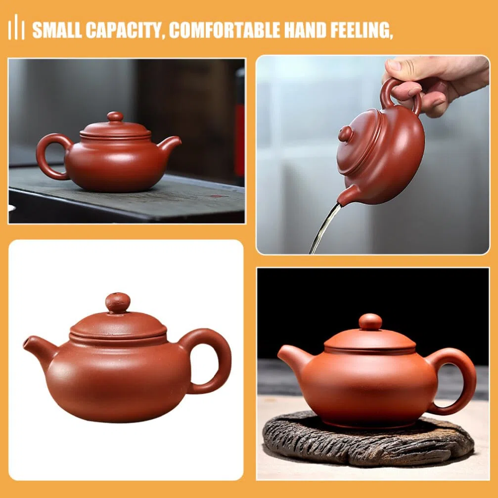 Tetera De Arcilla Morada Pequeña 4.44X2.95X2.36 Pulgadas Para Té Suelto Con Infusor Mango Ergonómico Ideal Para Hogar Oficina Estilo Chino