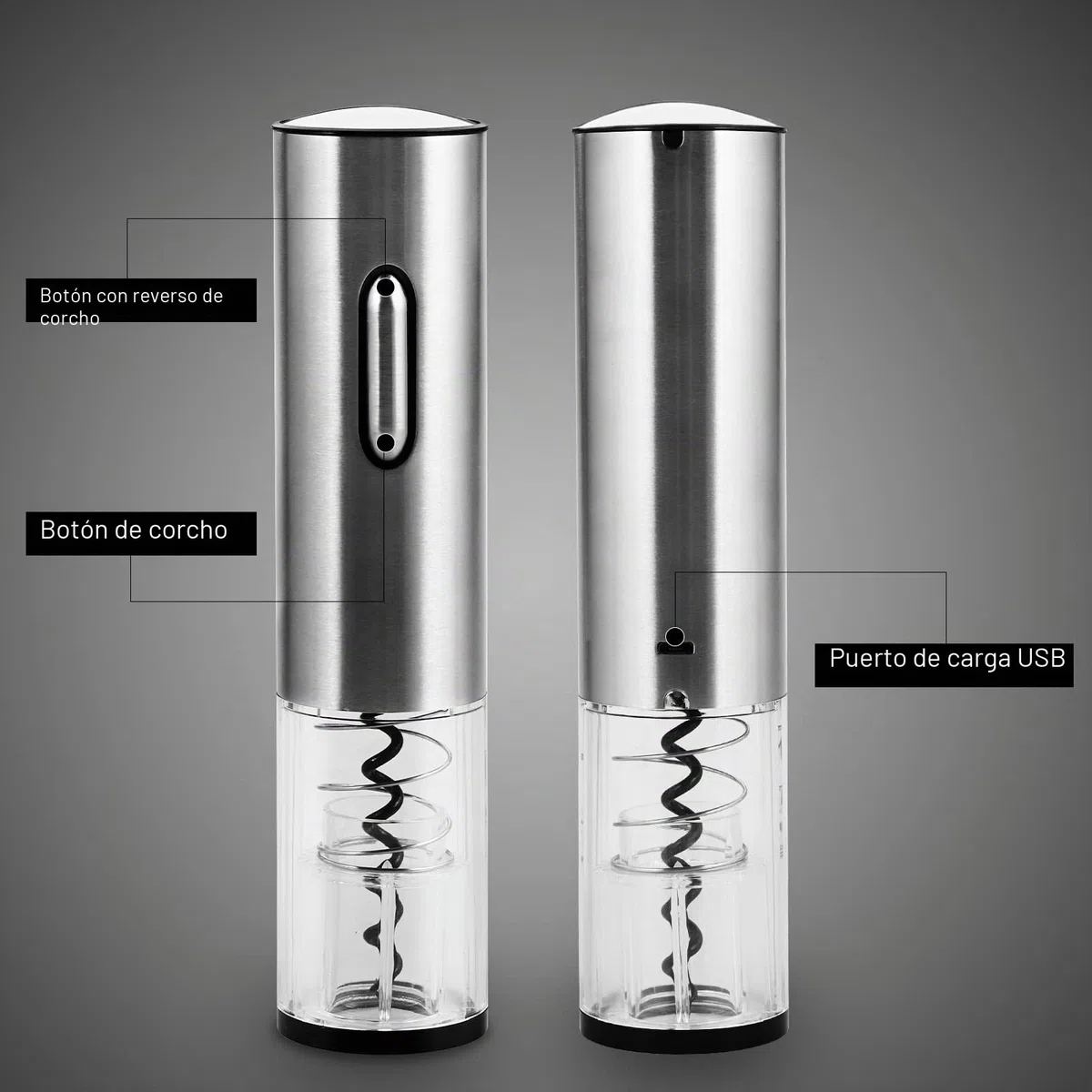 Cieex Set Sacacorchos Eléctrico Juego de Regalo con Abridor de Vino de Acero Inoxidable Cortacapsulas Botella, Vertedor de Vino, Tapón de Vino de Vacío para Amantes del Vino (Recargable)