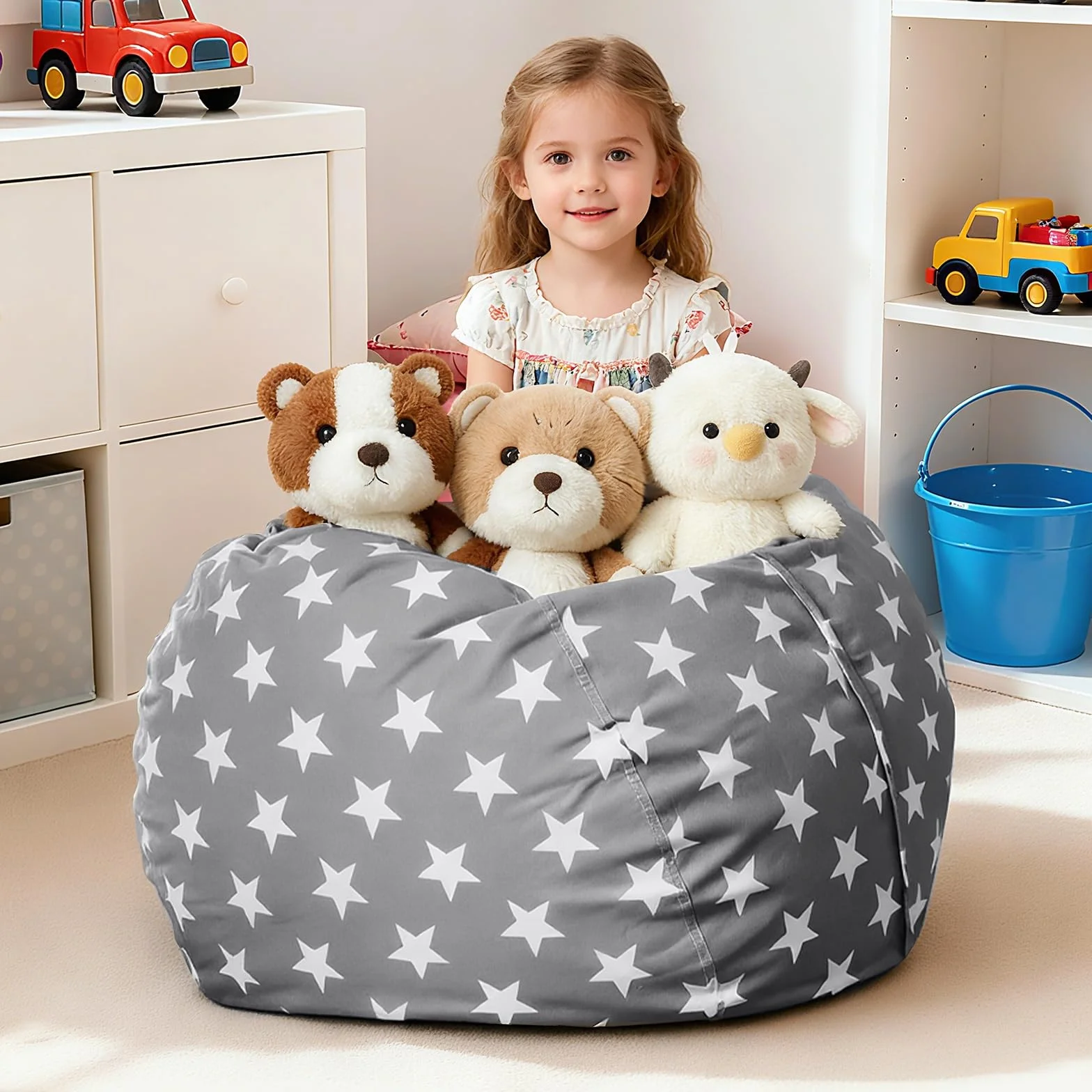 Bolsa de almacenamiento de juguetes, puf para niños, sofá, bolsa de almacenamiento de juguetes, bolsa de almacenamiento de juguetes con cremallera, para juguetes, ropa de 24 pulgadas
