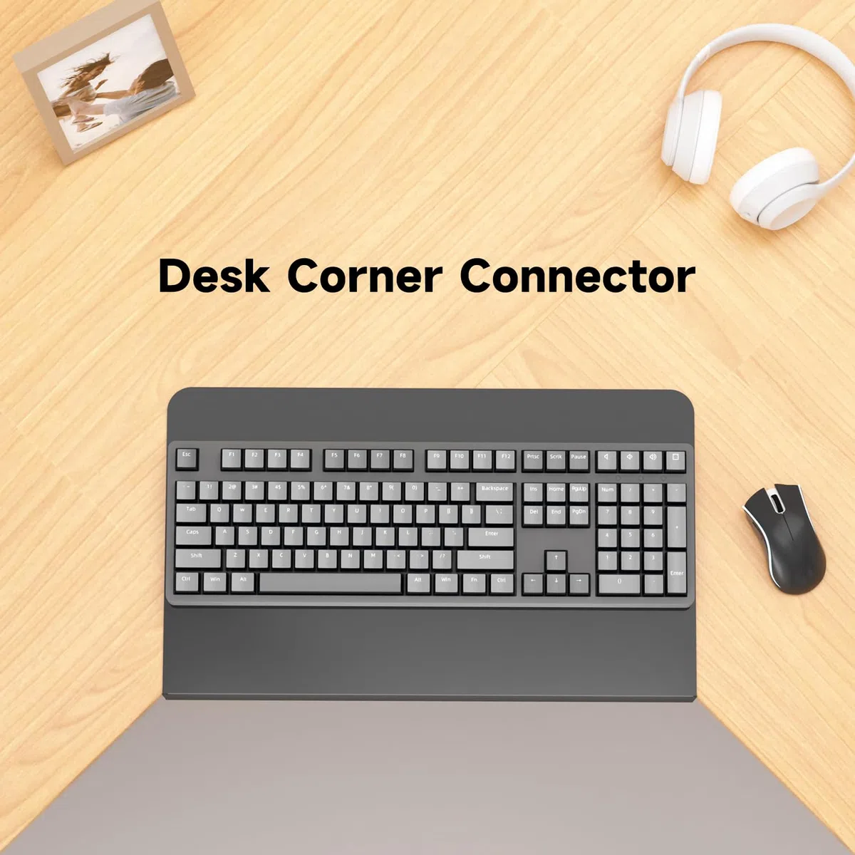 Suptek Soporte de Esquina Negro de 17 Pulgadas para Escritorios en Forma de L, Soporte de Montaje para Bandeja de Teclado Debajo del Escritorio, Modelo DESKEX01