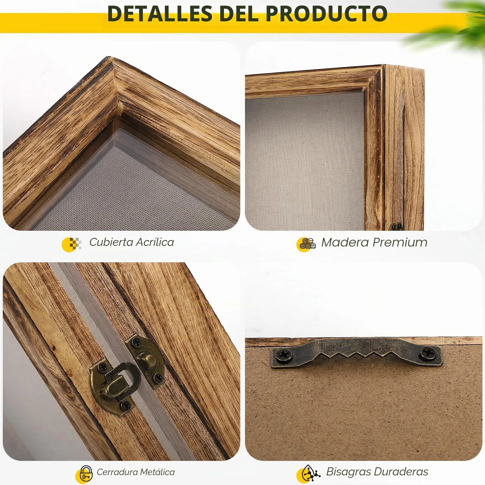 Marcos con Profundidad, Wood Shadow Box Frame, Marco Profundo de 25x20 cm para Pared o Mesa - Exhibidor 3D para Fotos, Flores, Arte y Objetos Sentimentales