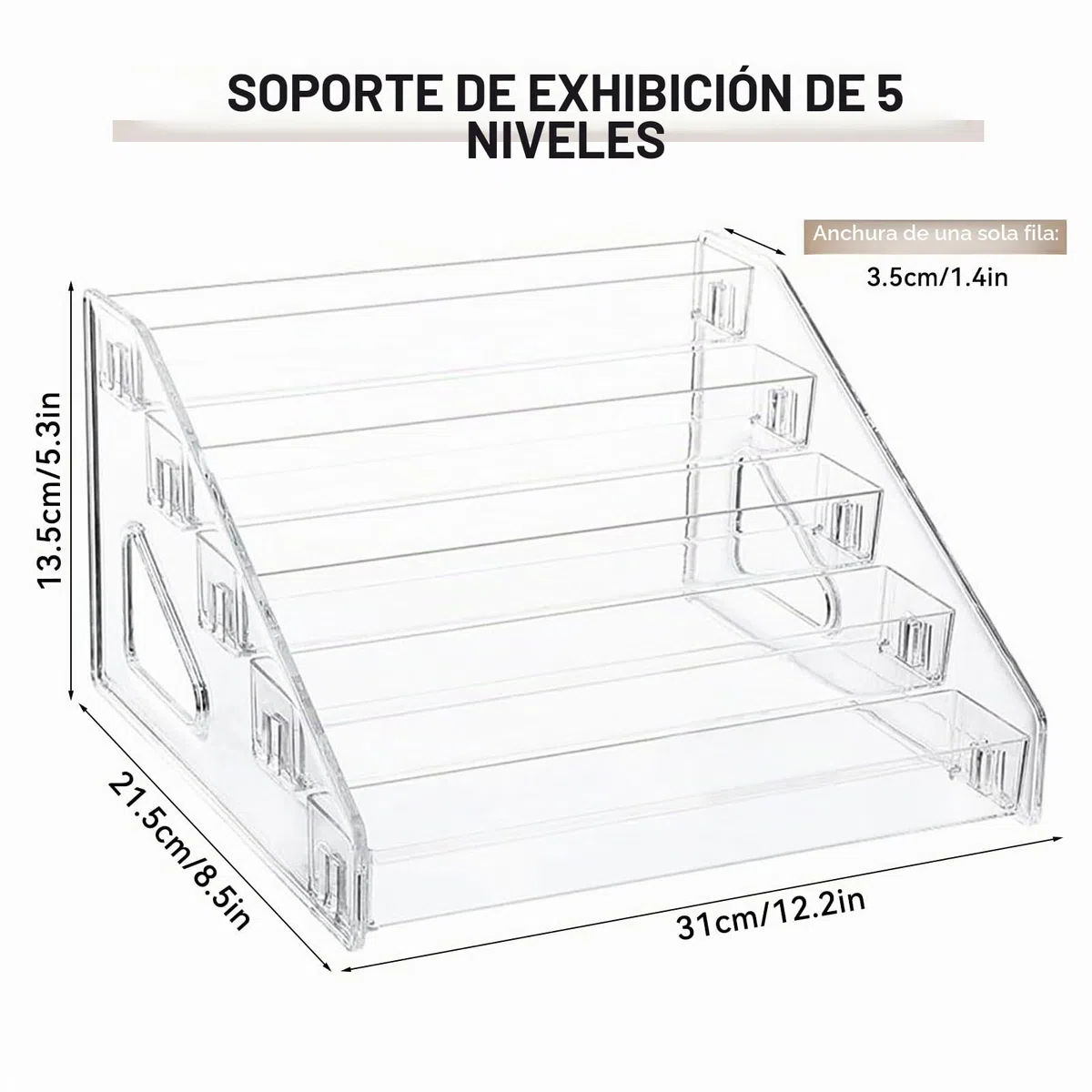 5 Pisos Expositor Metacrilato Transparente, Organizador Perfumes, Expositor de Acrílico Para Cosméticos, Joyería,Cupcake,Gafas de Sol,Esmalte de Uñas,Coleccionables