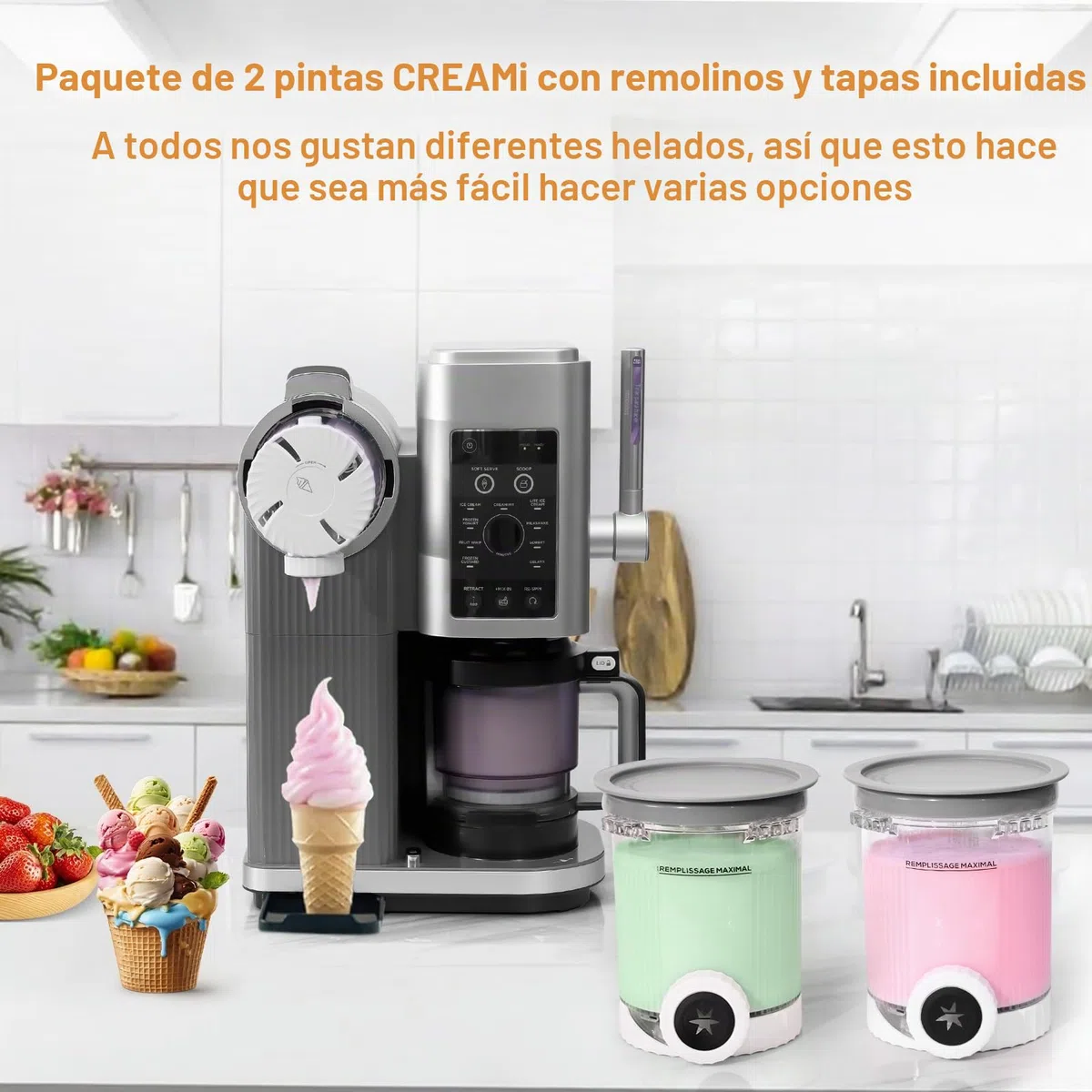 Recipientes de Repuesto 2 Piezas para Ninja Swirl CREAMi - Compatibles con las heladeras Ninja Creami de las series NC701 y NC700 - Sin BPA - Apto para lavavajillas