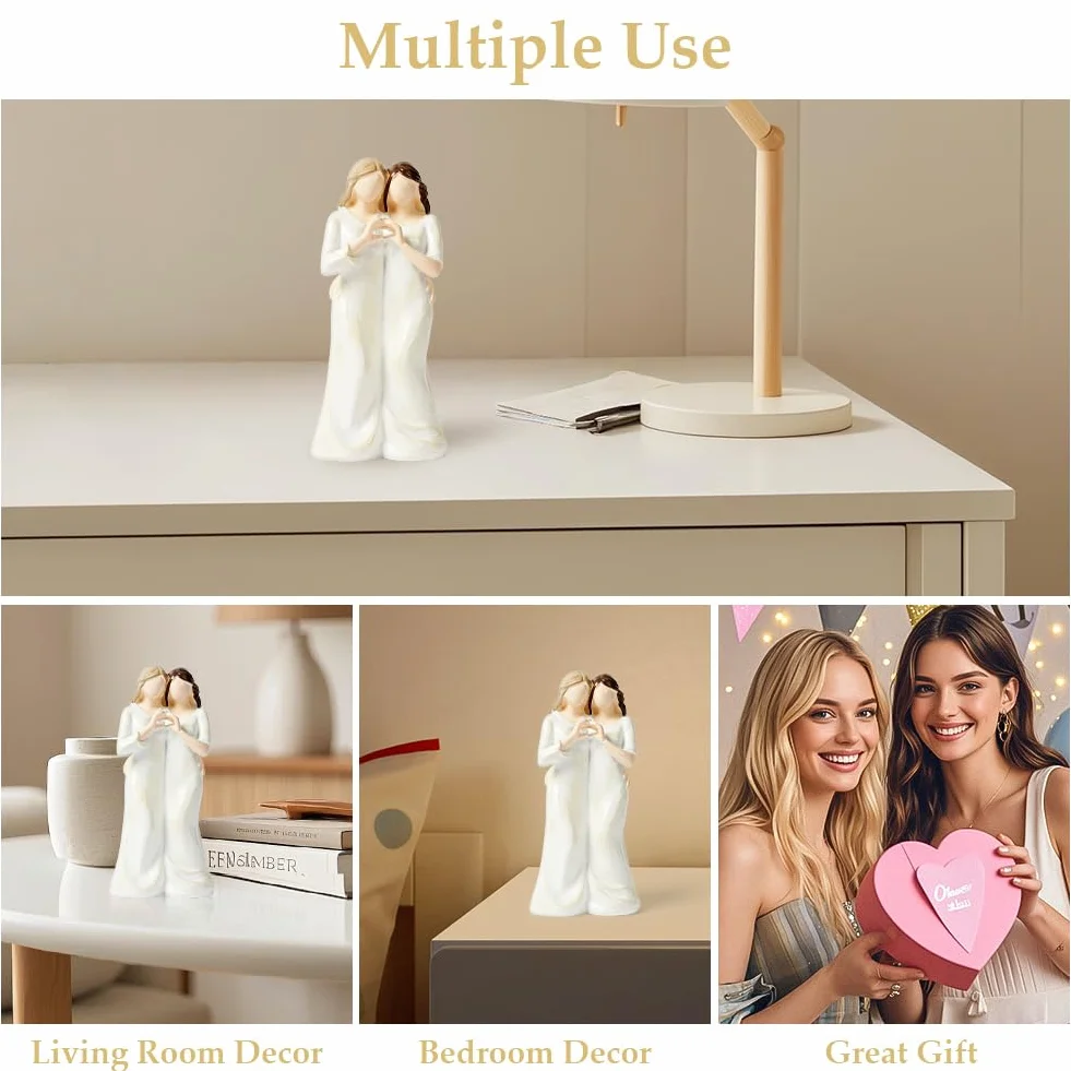Vicloon Amistad Esculturas de Resina, Figuras de la Amistad de Hermanas, Adornos de Amigos, Escultura de ángel Coleccionable, Regalo para Navidad para Hermanas, 24 * 13 * 8cm