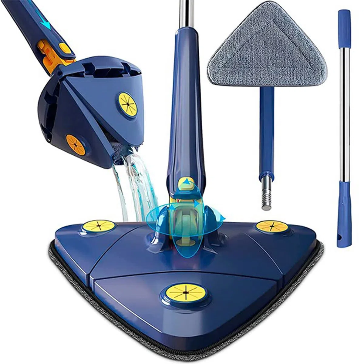 Mopa Giratoria 360 Multisuperficies, Fregona con autoescurrido, Mopa para Limpiar Autoescurrible, Fregona Giratoria 360º Triangular, Mopas de Limpieza Suelos