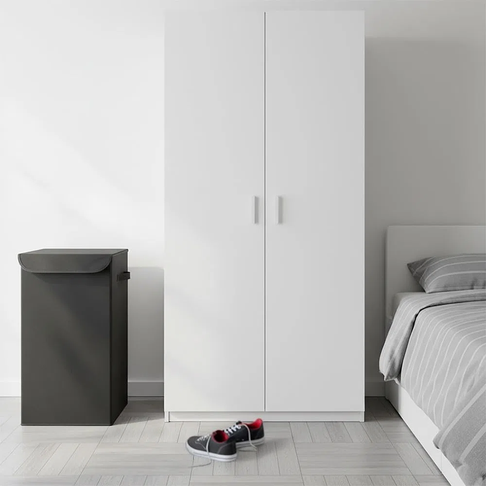 Box and beyond - Cesta de lavandería (30 x 30 x 60 cm, tela negra, tapa – asas – almacenamiento, ropa, ropa, baño, dormitorio, lavandería, estilo sencillo y práctico