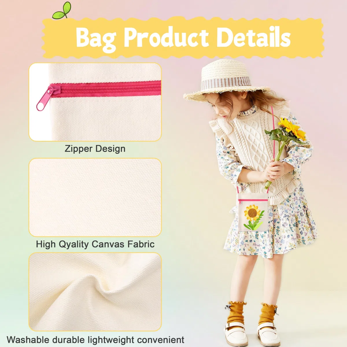 Qzakce Bolsas de Tela en Blanco Bolsa de Pintura con Cremallera 8 Piezas Bolsa para Pintar con 12 Lápices Colores y 4 Plantillas Dibujo para Graffiti Fiestas de Cumpleaños Infantiles Escolares