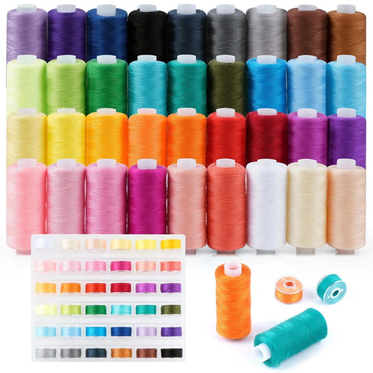 PUWOWYE Hilos de Coser para Maquina, 36 colores 400 yardas hilo para maquina de coser por carrete y 36 carretes de hilo de bobina de calidad overlock para overlock