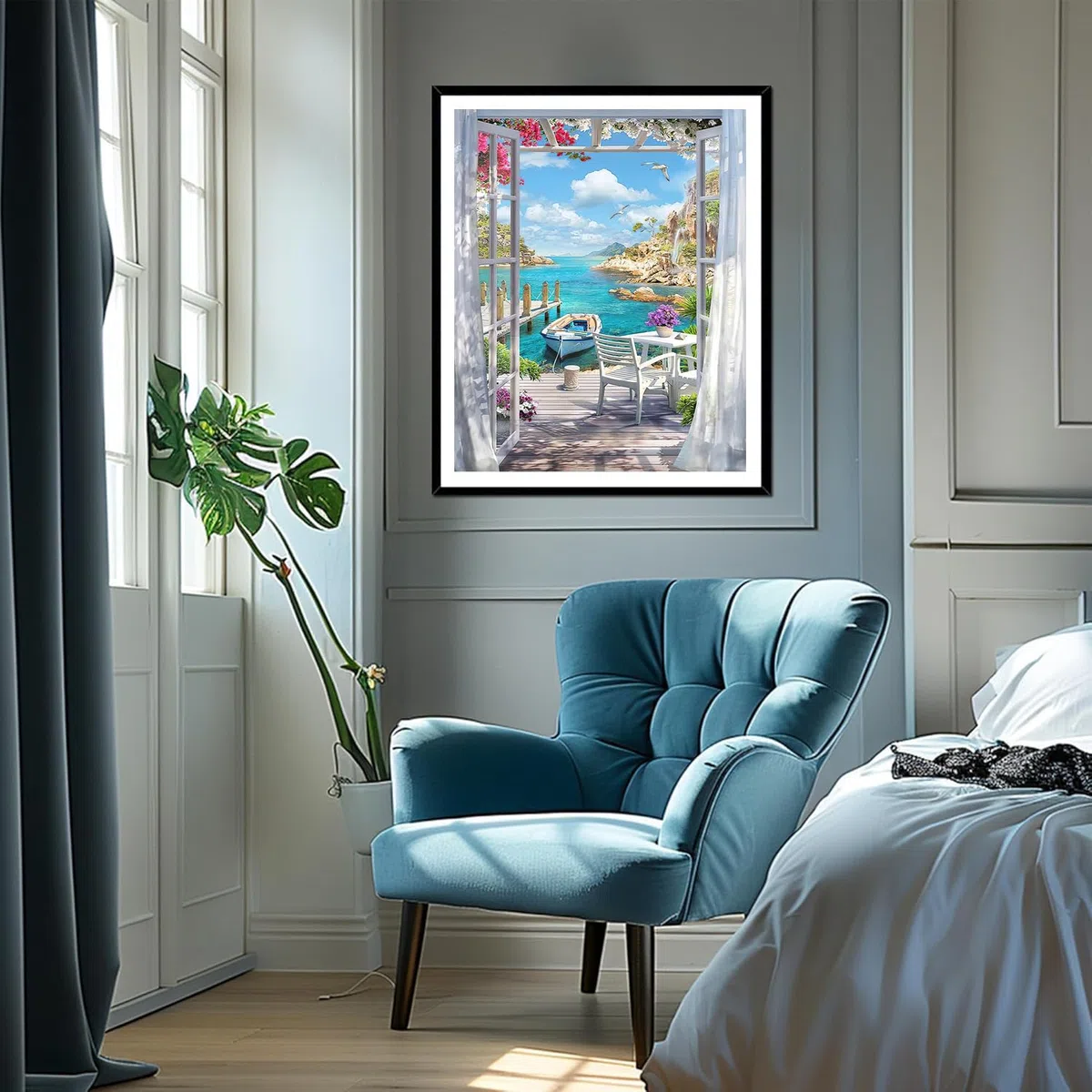 Musevial - Kit de punto de cruz con paisaje de playa estampado - Motivo impreso colorido fácil, kits de punto de cruz para adultos principiantes, regalo 30x40 cm