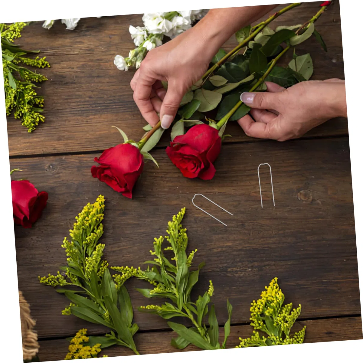 jojofuny 200 Alfileres de Metal para Arreglos de Flores Color Plata, Fáciles de Insertar y Mejorar la Productividad en Diseño Floral, Ideales para Manualidades y Ramos