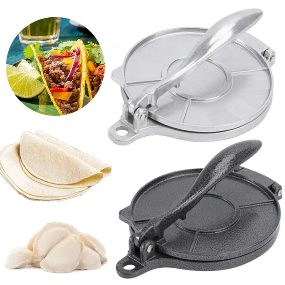 Genérico Prensa de Tortillas, 20cm/16cm, Aluminio Negro, Multifunción, Versátil