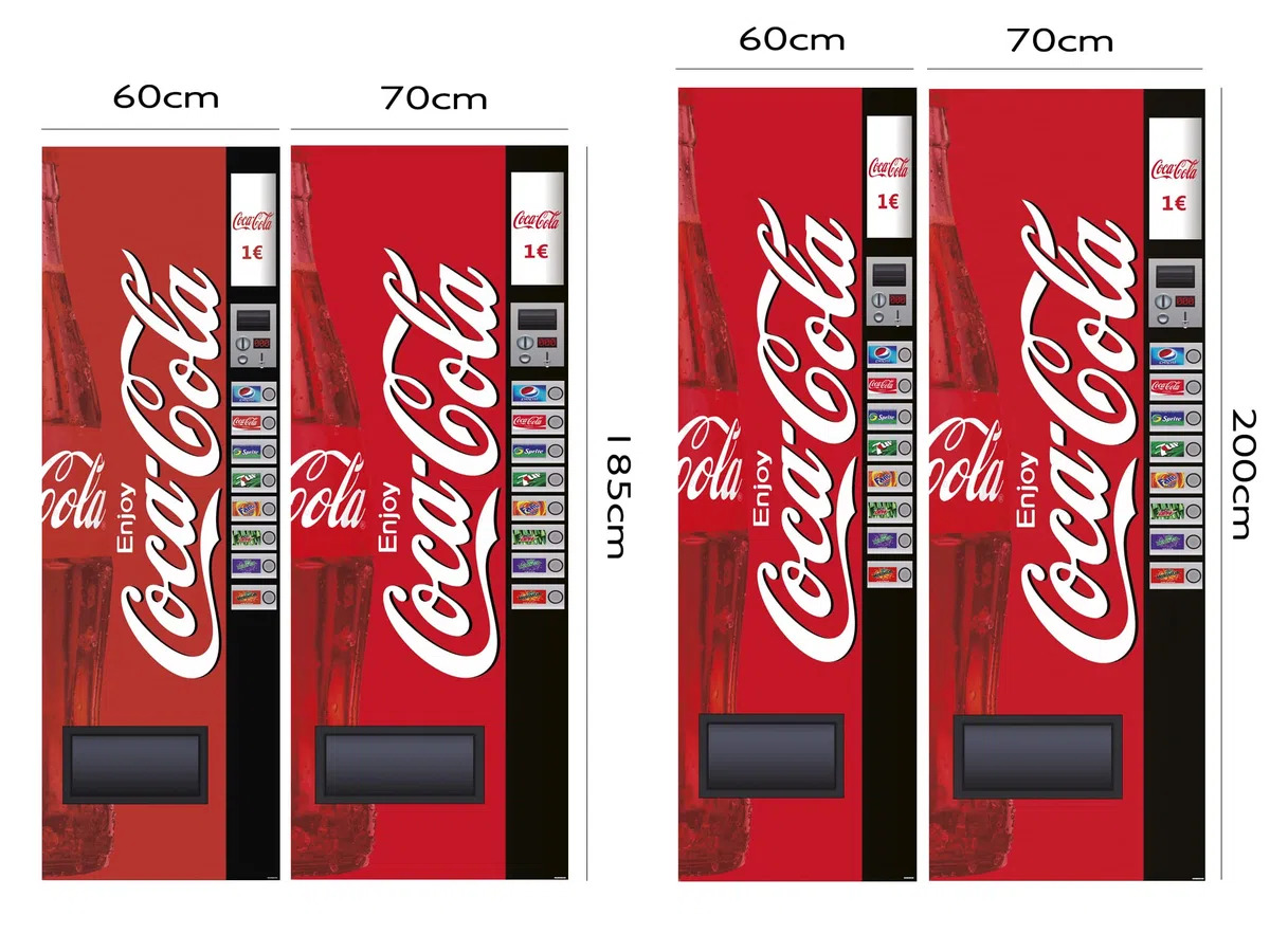 Oedim Pegatinas Vinilo para Frigorífico Máquina expendedora Cocacola | 185x60cm | Adhesivo Resistente | Pegatina Adhesiva Decorativa de Diseño Elegante