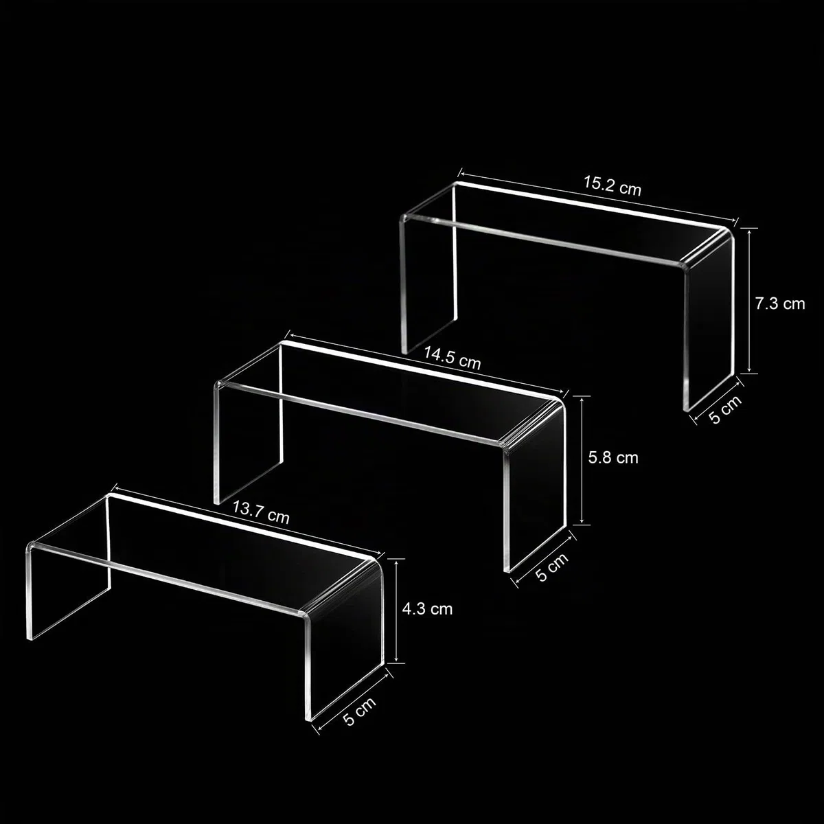 CECOLIC Soporte de exhibición de acrílico Riser Clear Small Acrylic Decorator Stand Shelf for Figures Pops, Jewelry, Cupcake, Postre - 2 Juegos