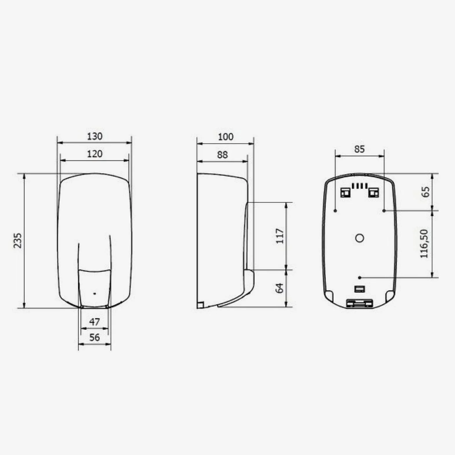 Jofel - Dosificador de Jabón Líquido para Pared, Recargable con Capacidad para 0.9L, Dispensador Jabón Baño Rellenable, Válvula Anticorrosión y Antigoteo, Carcasa ABS, Aitana AC70000, Blanco