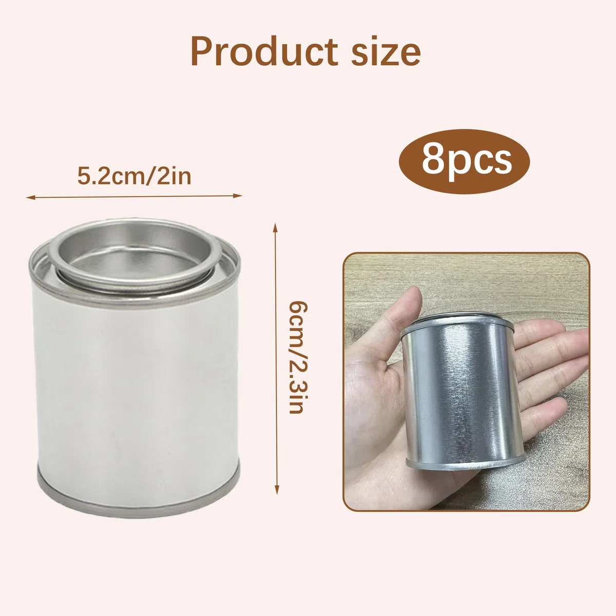 Mini latas de pintura con tapa, 100 ml, 6 unidades vacías, botes de metal, recipientes vacíos, latas de pintura para pintar, tarros portátiles para especias, color gris (6 unidades)