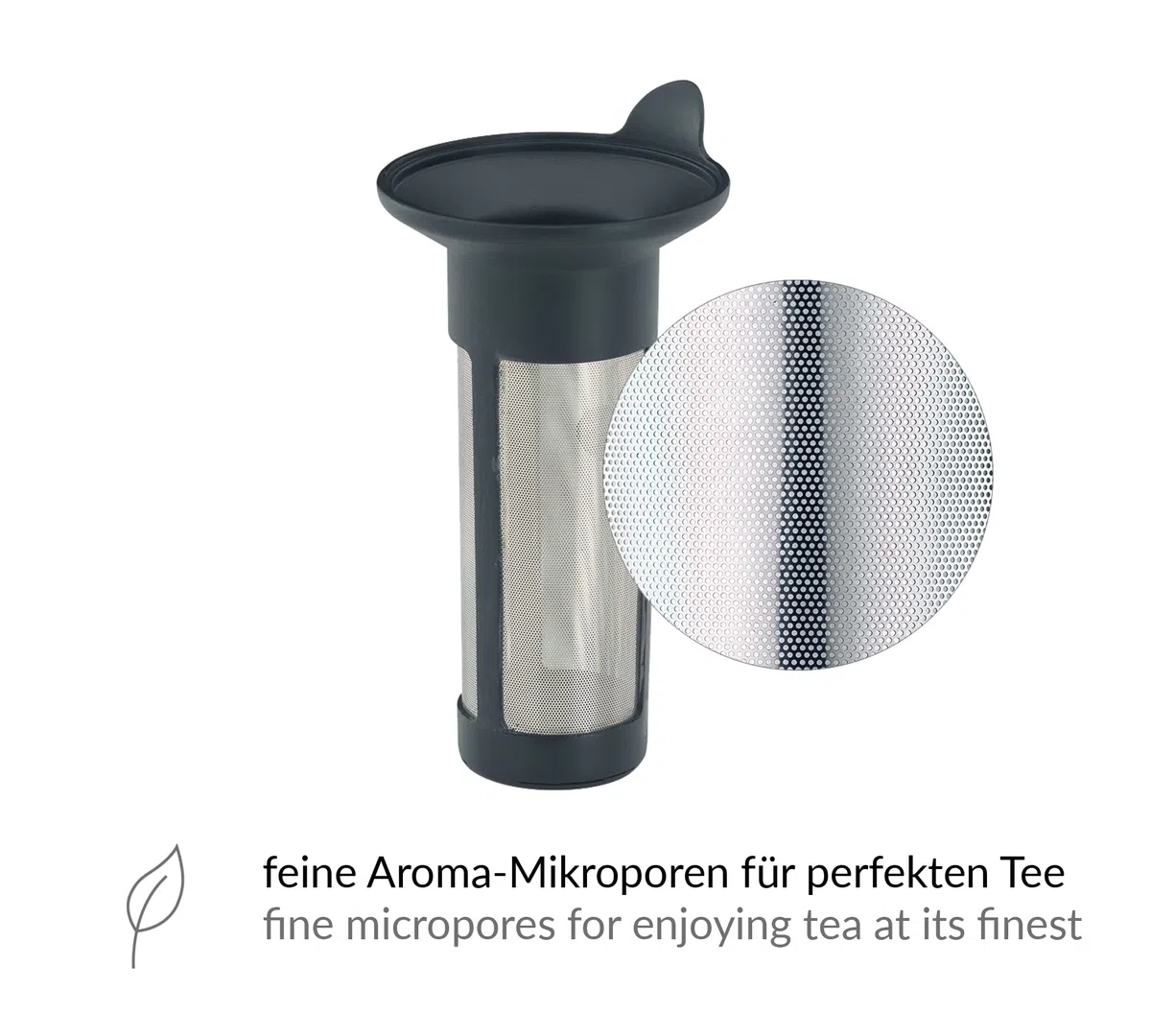 alfi AROMA COMPACT, filtro de té de acero inoxidable para té a granel, filtro de té para jarra o taza, filtro permanente, preparación en la jarra, té sostenible, para lavavajillas, sin BPA